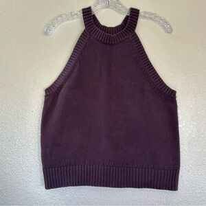 Banana Republic Purple Knit Ribbed Halter Women's Top size L